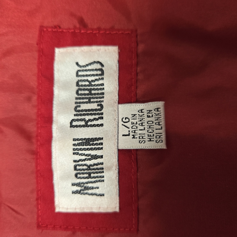 Quilted,red, size large, marvin richards, car coat, fingertip length. - Picture 5 of 7